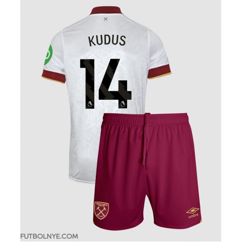 Camiseta West Ham United Mohammed Kudus #14 Tercera Equipación para niños 2024-25 manga corta (+ pantalones cortos)